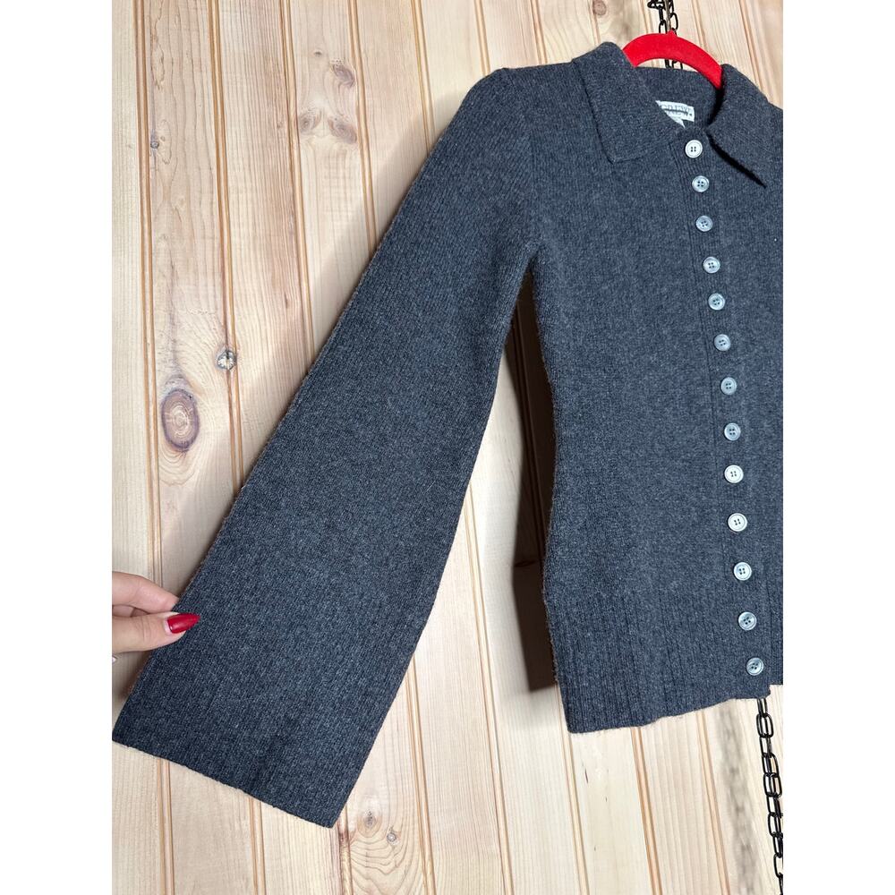 NWOT J.Crew Milano Stitch Cinched Waist Cardigan Gray Lambswool Rustic Size XXS - Picture 3 of 8